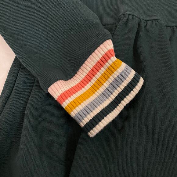 Hanna Andersson Rainbow Cuff Print Knit Dress In French Terry Green Size 4 - Picture 5 of 9